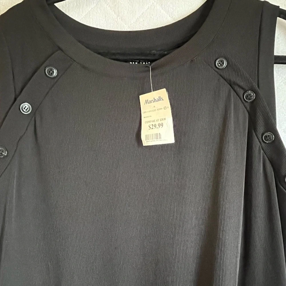 Nicole Miller Black Mixed Media Tiered Midi 2X NWT - Picture 5 of 7